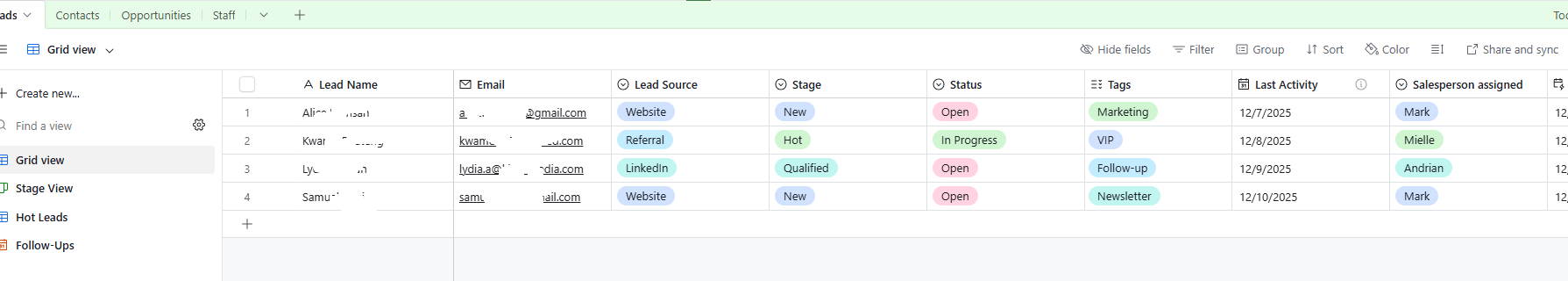 Airtable Leads Table